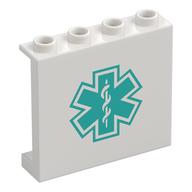 Panel 1 x 4 x 3 with Dark Turquoise Star of Life Print (White)