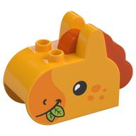 Duplo Brick 2 x 4 x 2 Ears and Mane with Horse Face Print (Bright Light Orange)