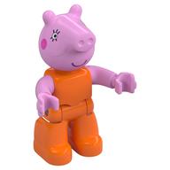 Duplo Figure, Pig with Dark Pink Cheeks, Eyelashes Print (Orange)