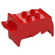 Duplo Brick, Hair, 2 x 2 Top Studs, Spiked to Side, Spiked Bangs (Red)