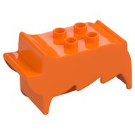 Duplo Brick, Hair, 2 x 2 Top Studs, Spiked to Side, Spiked Bangs (Orange)