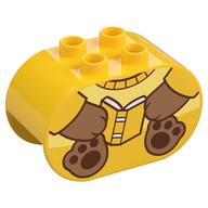 Duplo Brick 2 x 4 x 2 Rounded Ends with Bear Body, Book Print (Yellow)