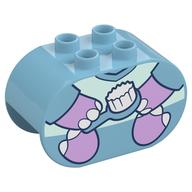 Duplo Brick 2 x 4 x 2 Rounded Ends with Elephant Body, Toothbrush Print (Medium Azure)