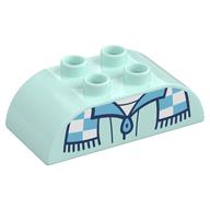 Duplo Brick 2 x 4 Curved Top with Jacket Top and Scarf Print (Light Aqua)
