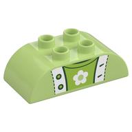 Duplo Brick 2 x 4 Curved Top with Sweater Top and Lime Undershirt Print (Yellowish Green)