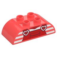 Duplo Brick 2 x 4 Curved Top with Shirt Top with Red Overalls Print (Coral)