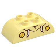 Duplo Brick 2 x 4 Curved Top with Hoodie Top and Yellow Star and Button Print (Bright Light Yellow)