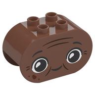Duplo Brick 2 x 4 x 2 Rounded Ends with Happy Face, Reddish Brown Lines and Spots Print (Medium Brown)