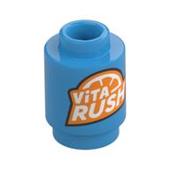 Brick Round 1 x 1 with 'VITA RUSH' Logo Print (Dark Azure)