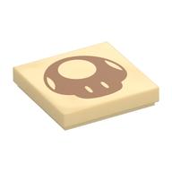 Tile 2 x 2 with Medium Nougat Super Mushroom Print (Tan)
