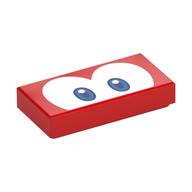 Tile 1 x 2 with Blue Eyes (Eep/Cheep Cheep) Print (Red)