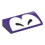 Brick Curved 2 x 4 x 2/3 No Studs with White Closed Eyes Print (Dark Purple)