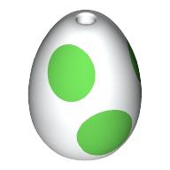 Food Egg with 1.5mm Hole with Bright Green Spots Print (White)