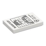 Tile 2 x 3 with Wanted Poster with 'WANTED' and '604-18' Print (White)