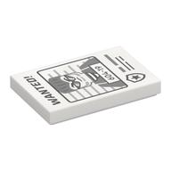 Tile 2 x 3 with Wanted Poster with 'WANTED' and '604-19' Print (White)
