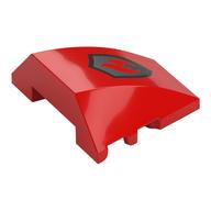 Brick Wedged, Curved 4 x 3 No Studs with Red Flames on Silver Shield Print [Fire Fighters] (Red)