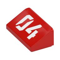Brick Sloped 30° 1 x 2 x 2/3 with White '04' Print (Red)