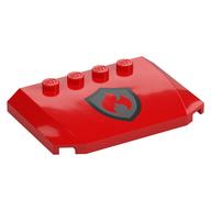Brick Wedged, Curved Triple 4 x 6 x 2/3 with 4 Studs with Red Flames on Silver Shield Print [Fire Fighters] (Red)