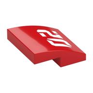 Brick Curved 2 x 2 x 2/3 with White '02' Print (Red)