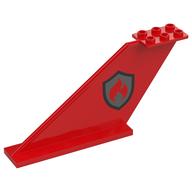 Tail 12 x 2 x 5 with Red Flames on Silver Shield Print [Fire Fighters] (Red)