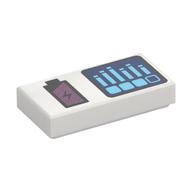 Tile 1 x 2 with Battery, Graph Print (White)