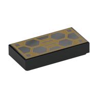 Tile 1 x 2 with Gold Circuitry / Solar Panel Print (Black)