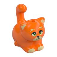 Animal, Cat, Chubby with Bright Light Yellow Ears, Paws, and Mouth, Lime Eyes Print (Poundcake) (Orange)
