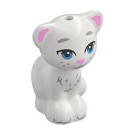 Animal, Cat, Sitting with Blue Eyes, Bright Pink Nose and Ears, Light Bluish Gray Markings Print (White)