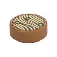 Tile Round 1 x 1 with Noodles Print (Medium Nougat)
