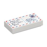 Tile 1 x 2 with Air Mail Letter Print (White)
