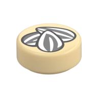 Tile Round 1 x 1 with Sunflower Seeds Print (Tan)