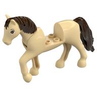 Animal, Horse with Raised Leg, Moveable Head, Dark Brown Tail, and Mane Print (Tan)