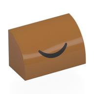 Brick Curved 1 x 2 x 1 No Studs with Black Smile Print (Medium Nougat)