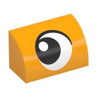 Brick Curved 1 x 2 x 1 No Studs with Eye, Looking Left Print (Bright Light Orange)