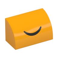Brick Curved 1 x 2 x 1 No Studs with Black Smile Print (Bright Light Orange)