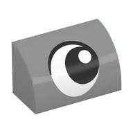 Brick Curved 1 x 2 x 1 No Studs with Eye, Looking Right Print (Light Bluish Gray)