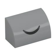 Brick Curved 1 x 2 x 1 No Studs with Black Smile Print (Light Bluish Gray)