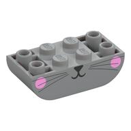 Brick Curved Inverted 2 x 4 Double, Animal Face, Bright Pink Cheeks Print (Light Bluish Gray)