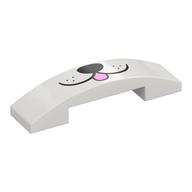Brick Curved 4 x 1 Double, No Studs with Black Dog Face, Tongue Print (White)