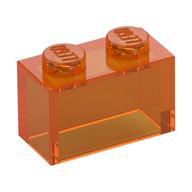 Brick 1 x 2 without Bottom Tube (Trans-Orange)