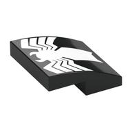 Brick Curved 2 x 2 x 2/3 with White Spider (Venom Logo) Print (Black)
