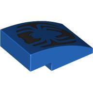 Brick Curved 3 x 2 No Studs with Inverted Black Spider Logo Print (Blue)