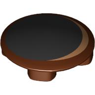 Plate Round 2 x 2 with Rounded Bottom with Medium Nougat and Black Eye Print (Reddish Brown)