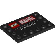 Plate Special 4 x 6, Studs on 3 Edges with 'LEGO', 'Marvel', 'SPIDER-MAN' Print (Black)
