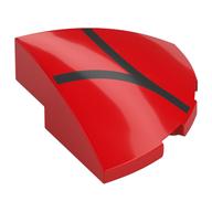 Brick Round Corner, Curved 3 x 3 x 1 Quarter Circle, Black Lines (Webbing) Print (Red)