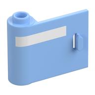 Door 1 x 3 x 2 Left - Open Between Top and Bottom Hinge with White Line Print (Bright Light Blue)