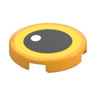 Tile Round 2 x 2 with Yellow Eye, Black Pupil Print (Bright Light Orange)