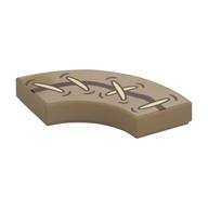 Tile 2 x 2 Curved, Macaroni with Tan Stitches, Dark Brown Tear Print (Dark Tan)