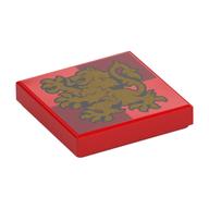 Tile 2 x 2 with Gold Lion, Gryffindor Crest Print (Red)