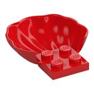 Animal Body Part, Clam / Scallop Half Shell with 4 Studs (Red)